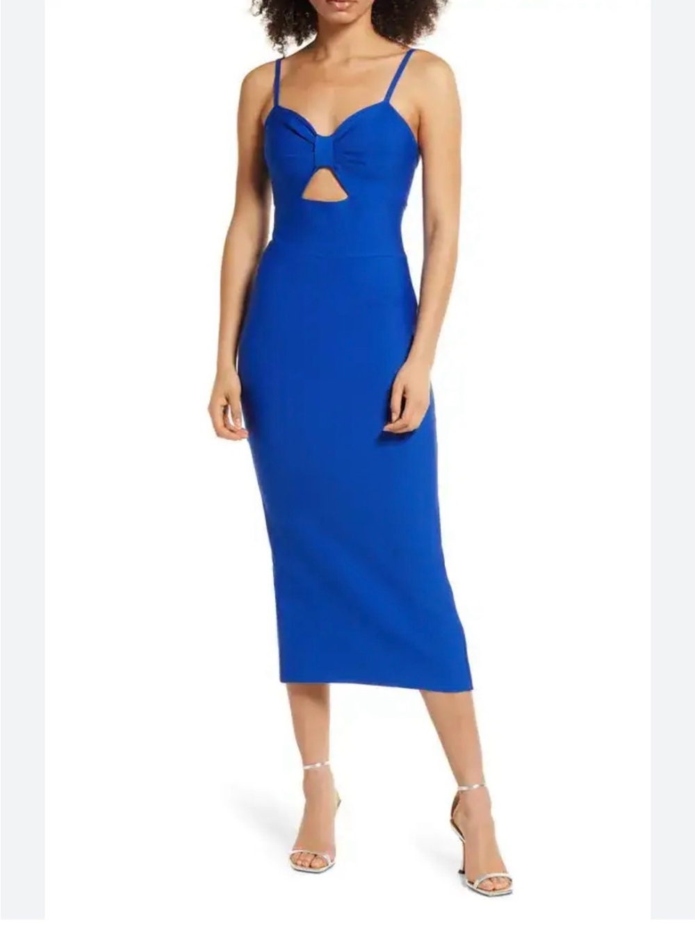 Elliot Rachel dress cobalt Blue Midi Bodycon Dress with Front Cutout